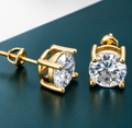 D Color VVS1 Moissanite Screw Back Stud Earrings – 925 Sterling Silver, 18K Gold Plated, GRA Certified