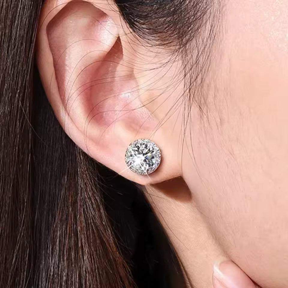D VVS1 Moissanite Cluster Halo Stud Earrings – S925 Sterling Silver