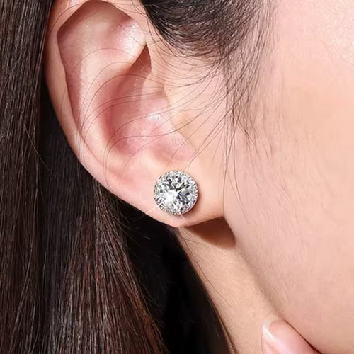 D VVS1 Moissanite Cluster Halo Stud Earrings – S925 Sterling Silver