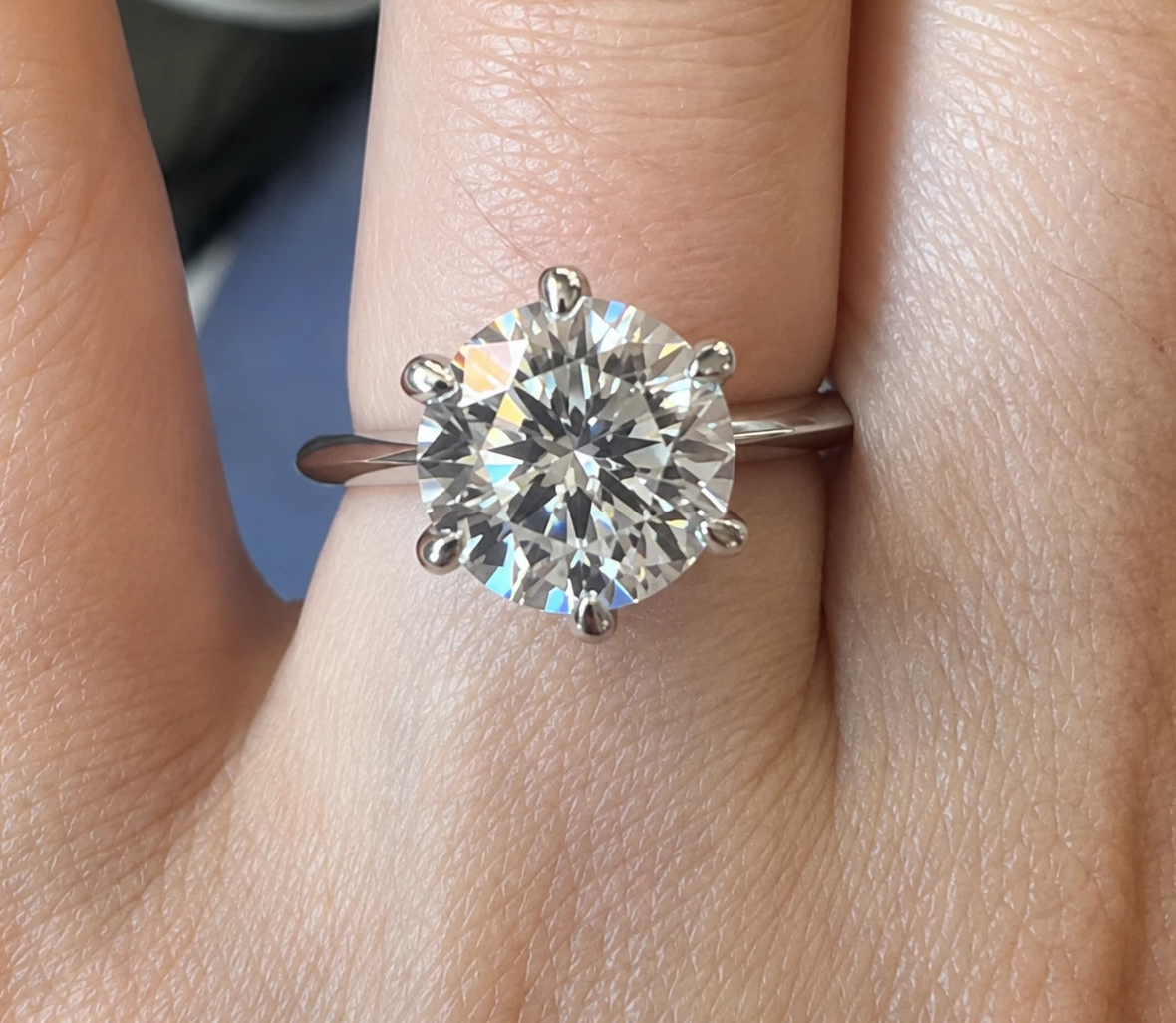 D Color VVS1 Moissanite Solitaire Engagement Ring – 925 Silver, Platinum Plated, GRA Certified