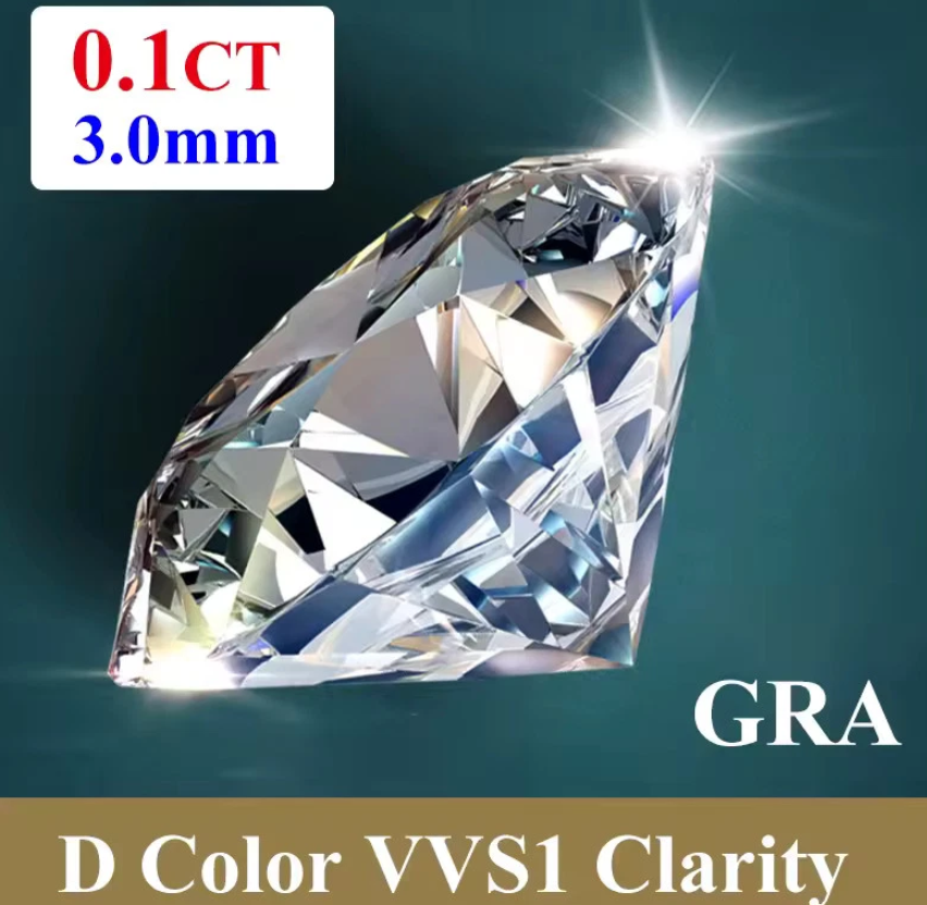 Premium D Color VVS1 Moissanite Loose Gemstone – Round Cut with GRA Certificate