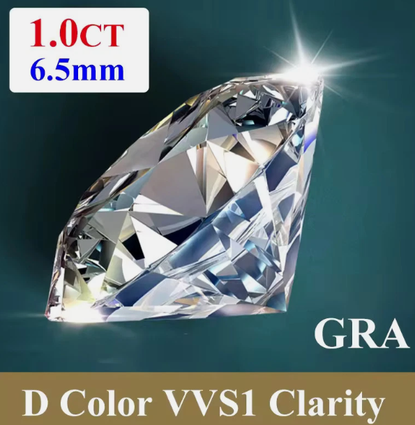 Premium D Color VVS1 Moissanite Loose Gemstone – Round Cut with GRA Certificate