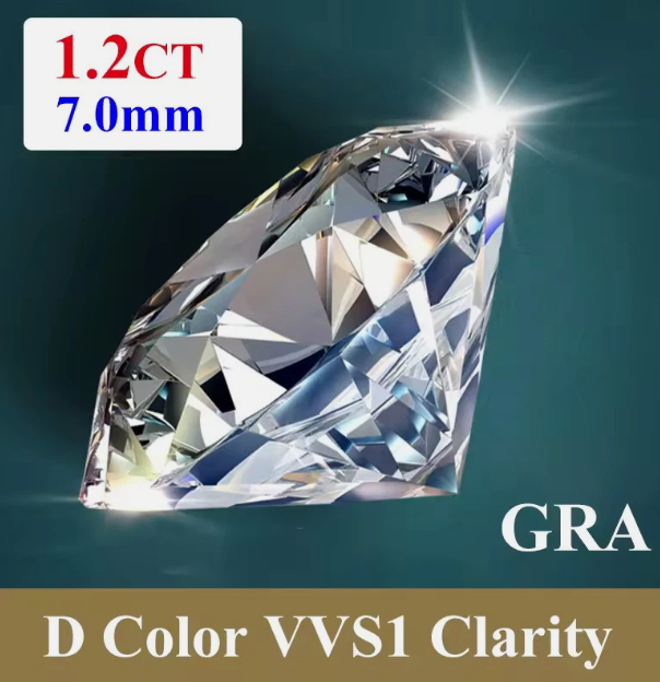 Premium D Color VVS1 Moissanite Loose Gemstone – Round Cut with GRA Certificate