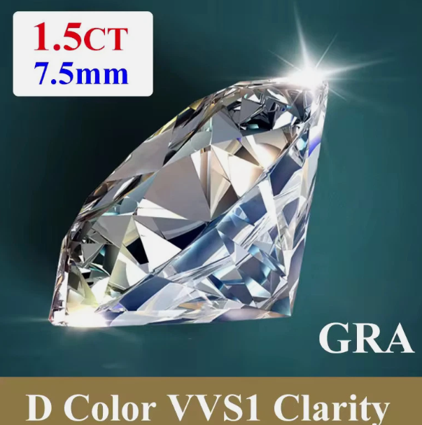 Premium D Color VVS1 Moissanite Loose Gemstone – Round Cut with GRA Certificate