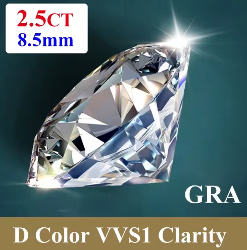 Premium D Color VVS1 Moissanite Loose Gemstone – Round Cut with GRA Certificate