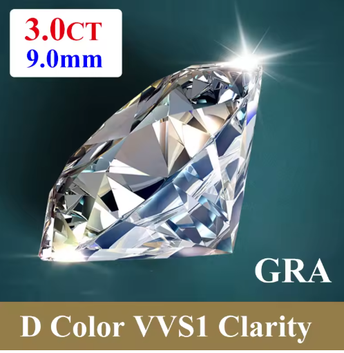 Premium D Color VVS1 Moissanite Loose Gemstone – Round Cut with GRA Certificate