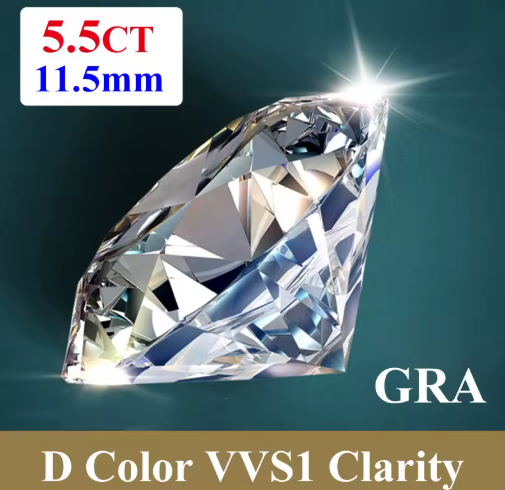 Premium D Color VVS1 Moissanite Loose Gemstone – Round Cut with GRA Certificate
