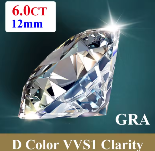 Premium D Color VVS1 Moissanite Loose Gemstone – Round Cut with GRA Certificate