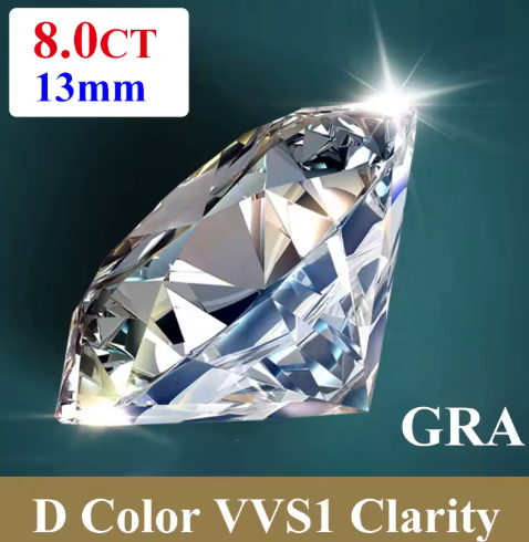 Premium D Color VVS1 Moissanite Loose Gemstone – Round Cut with GRA Certificate