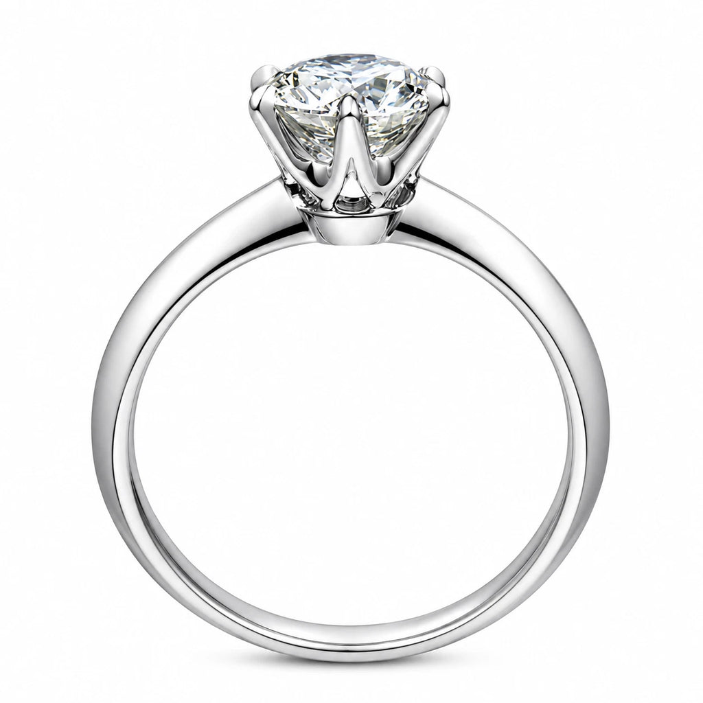 D Color VVS1 Moissanite Solitaire Engagement Ring – 925 Silver, Platinum Plated, GRA Certified