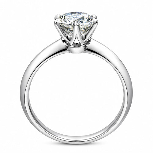 D Color VVS1 Moissanite Solitaire Engagement Ring – 925 Silver, Platinum Plated, GRA Certified