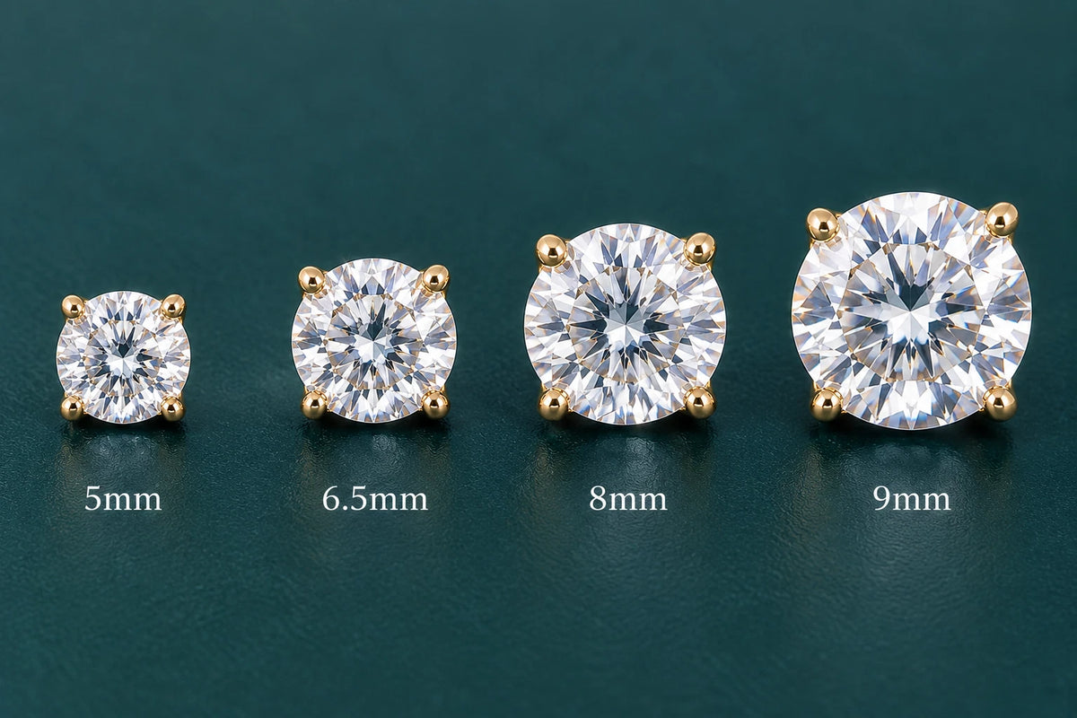 D Color VVS1 Moissanite Screw Back Stud Earrings – 925 Sterling Silver, 18K Gold Plated, GRA Certified